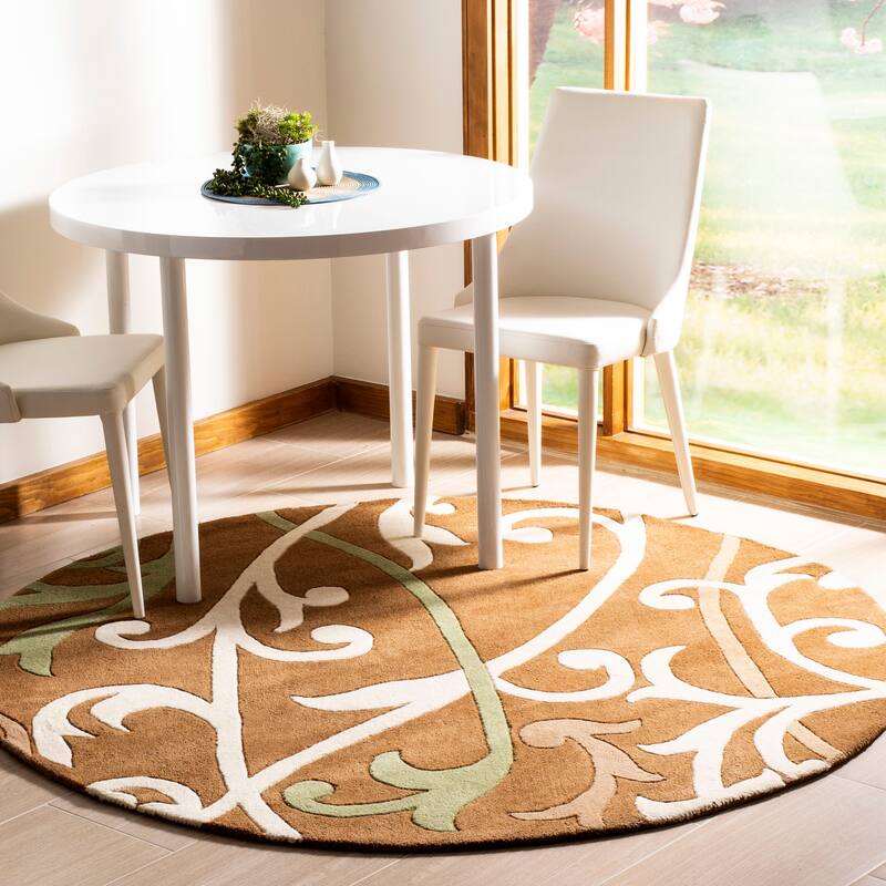 SAFAVIEH Handmade Soho Lakendra N.Z. Wool Rug - 6' Round - Brown/Multi