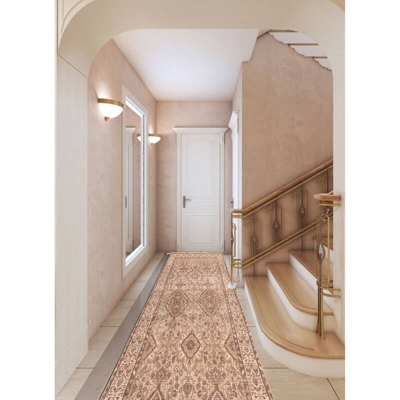 ECARPETGALLERY Hand-knotted Antalya Vintage Tan Wool Rug - 3'5 x 13'0