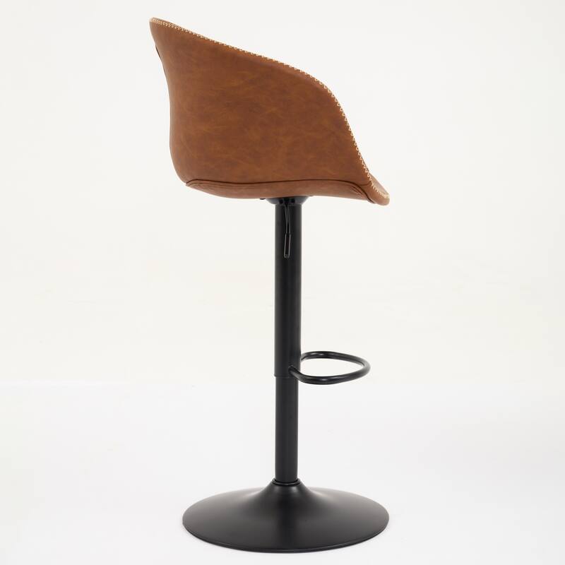 1 Piece Swivel Bar Stools with Adjustable Height, Modern PU Leather Upholstered Counter Height Bar Chairs with Footrest