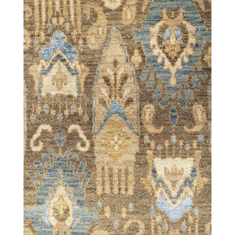 Ikat One-of-a-Kind Hand-Knotted Area Rug - Brown, 9' 0" x 12' 0" - 9' 0" x 12' 0"