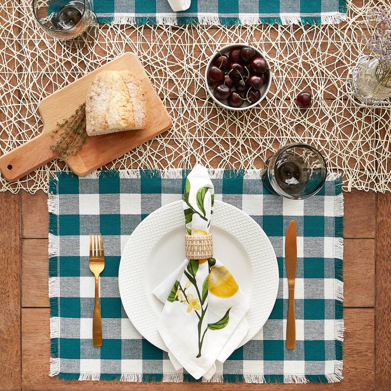 Heavyweight Check Fringed Placemat