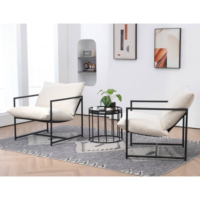 Modern Textured Velvet Sling Accent Chair