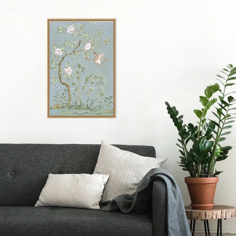 Spring Flower Mural II Blue by Julia Purinton Framed Canvas Wall Art Print - Sylvie Maple