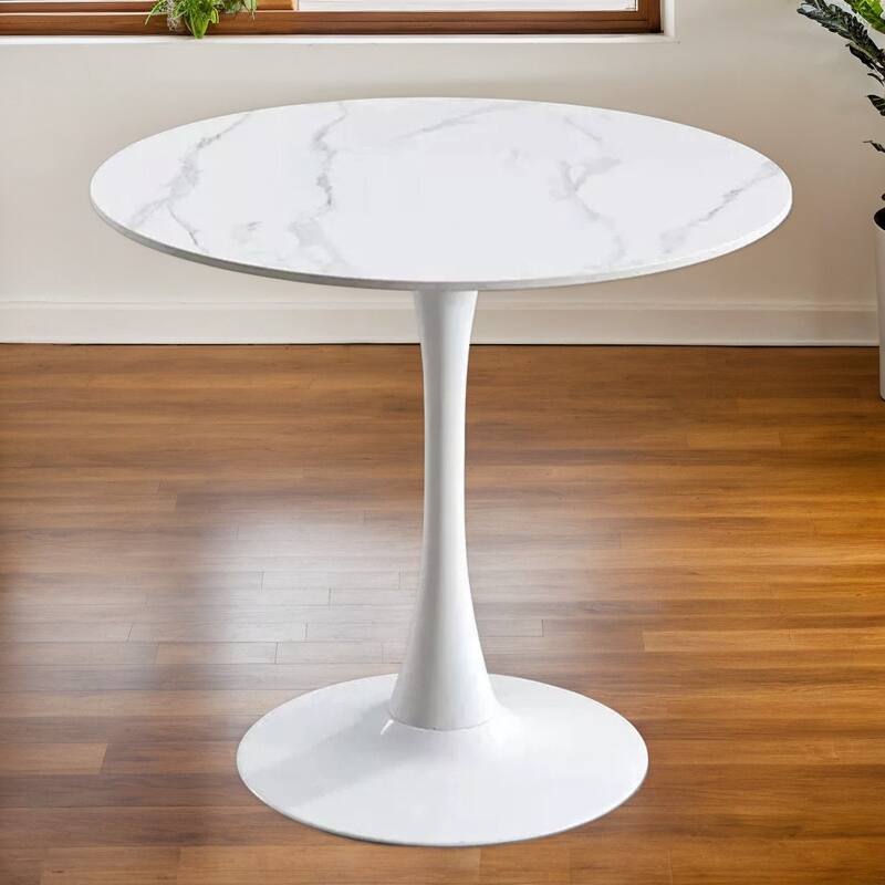 24 Inch Modern Round Dining Table, MDF Top and Steel Base Tulip Round Kitchen Table, Coffee Table, Oval Dining Table