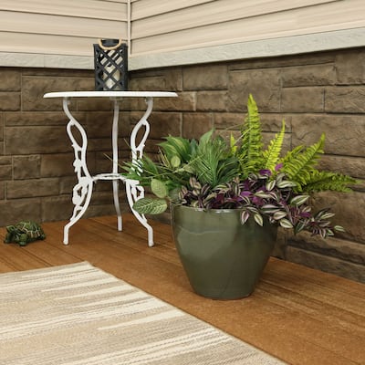 Sunnydaze Resort Glazed Ceramic Planter - UV/Frost-Resistant 13-Inch - Gray