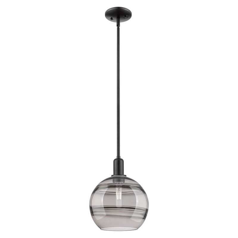 Innovations Lighting Endless Possibilities Arcadia - Rochester - 1 Light 10" Stem Hung Mini Pendant - Matte Black/Light Smoke