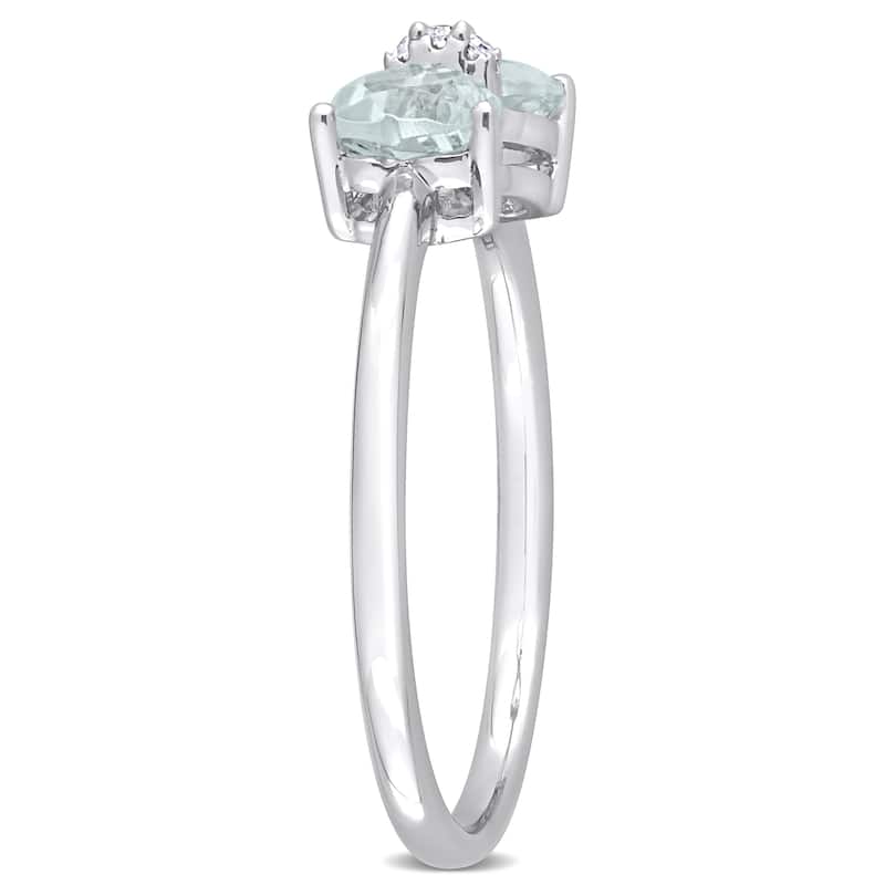 Miadora 3/4ct TGW Aquamarine and Diamond Accent Bow Ring in 10k White Gold