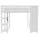 preview thumbnail 21 of 24, White High Wood Loft Bed with Storage Staircase, 4-Layer Open Shelves and Small Wardrobe, LED Loft Bed Frame for Girls or Boys
