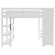 preview thumbnail 28 of 30, Wooden Loft Bed Frame with 4-tier Storage Shelf, Small Wardrobe, White LED Light and Storage Staircase, Space Saving Storage Bed