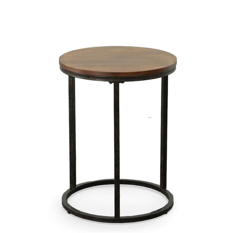 Round Top Accent Table - 26.25" - Chestnut Brown and Black