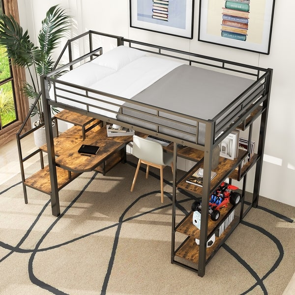 slide 2 of 36, [Multifunctional Design] Full Loft Bed