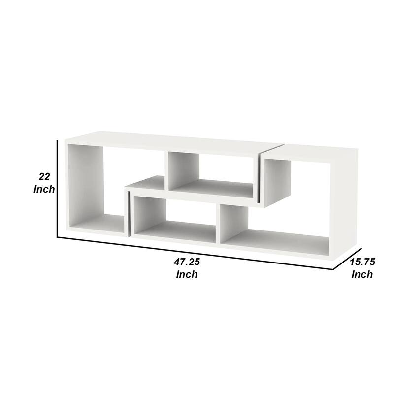 Hollow-Core TV Console and Bookcase Combination, White