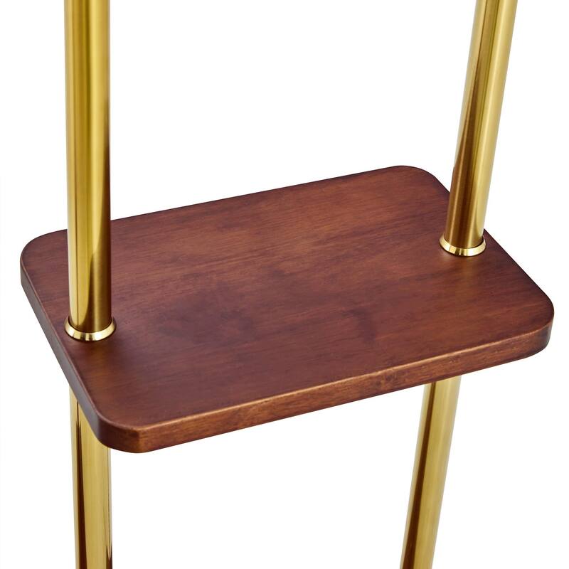 Industrial Coat Rack, Solid Wood and Stainless Steel Heavy Duty Clothing Stand with 2 Layer Storage