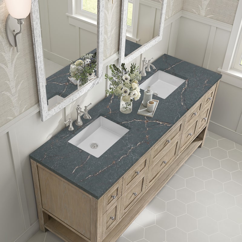 James Martin Vanities Breckenridge 72" Double Vanity, Whitewashed Oak