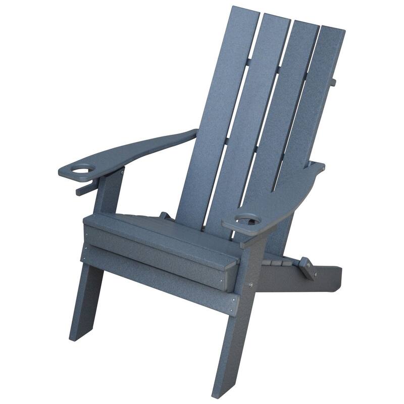 Poly Hampton Folding Adirondack Chair with 2 Cupholders