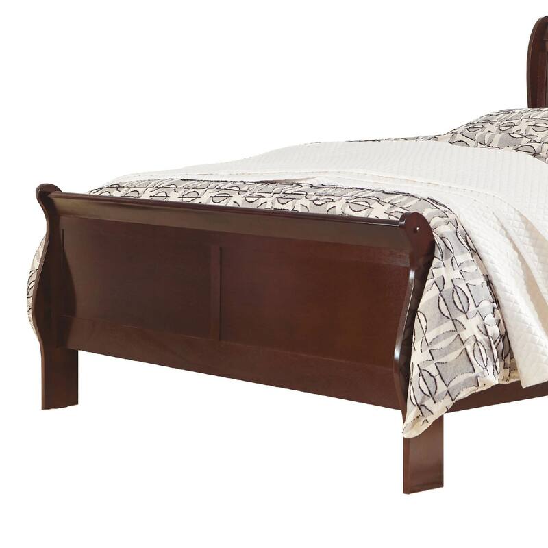 Deyr Queen Size Sleigh Bed, Louis Philippe Moulding, Warm Brown