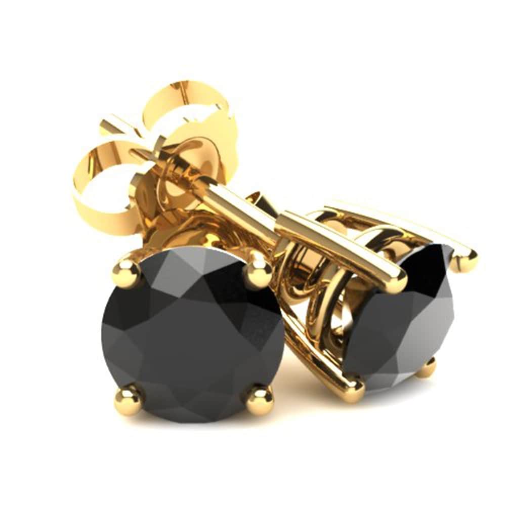 Bliss Diamond 2 Ct Black Diamond Studs Yellow Gold Earrings