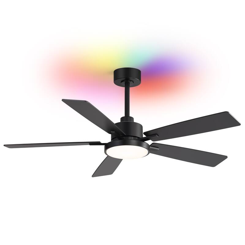 52" Black 5-Blade Integrated LED Ceiling Fan with Light and Remote
