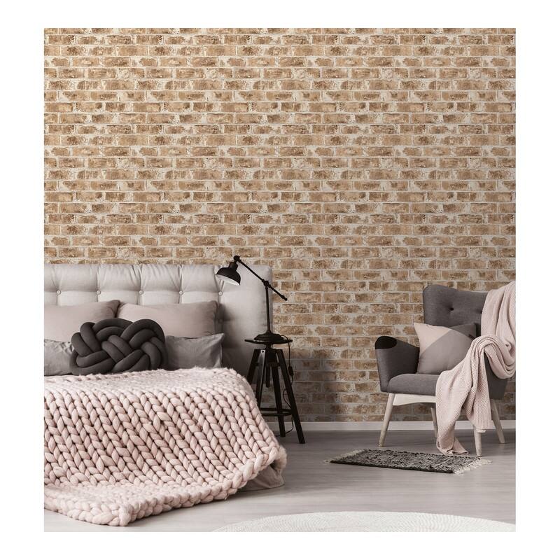 Brewster Jomax Neutral Warehouse Brick Wallpaper - 20.5 x 396 x 0.025