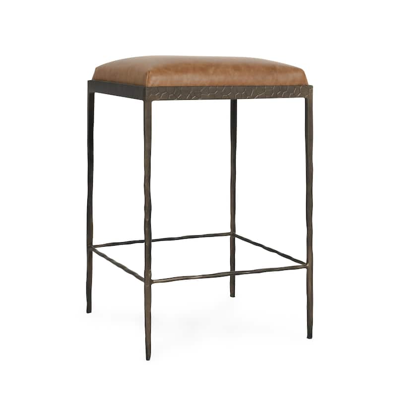 Classic Home Bose Leather Counter Stool - Chestnut Brown Leather