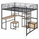 preview thumbnail 5 of 38, Full Size Metal Loft Bed with Bulit-in Desk and Stool, Heavy Duty Loft Bedframe with Cabinet and Open Storage Shelves for Kids