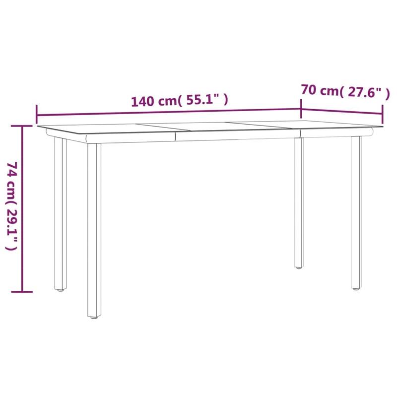 vidaXL Patio Dining Set Outdoor Dining Table and Chair Poly Rattan and Steel
