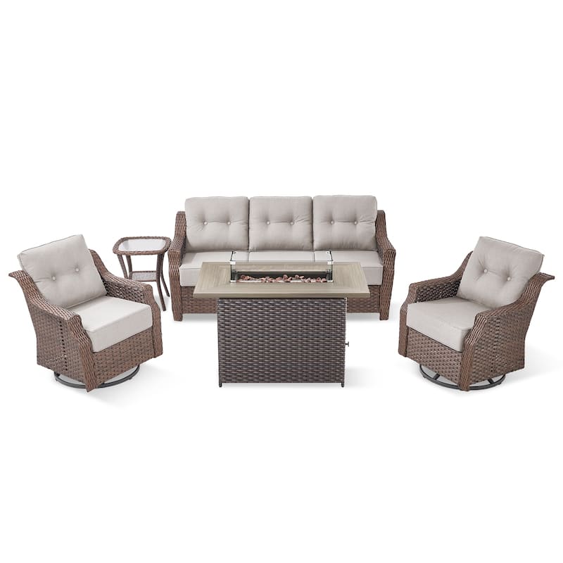 Outdoor Furniture Set with Propane Gas Fire Pit Table