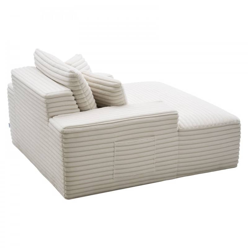 Faux Fur Chaise Lounge with Ergonomic Design, Pocket Springs and Pillows