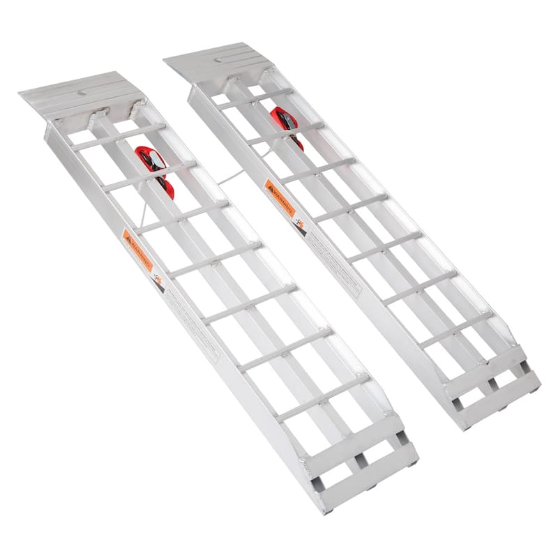 2PCS ATV Ramp for Dual Runner Shed Aluminum Ramps with Punch Plate Surface - Silver