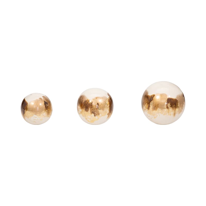 Sagebrook Home Set Of 3 4/5/6" Metal Abstract Round Galaxy Orbs