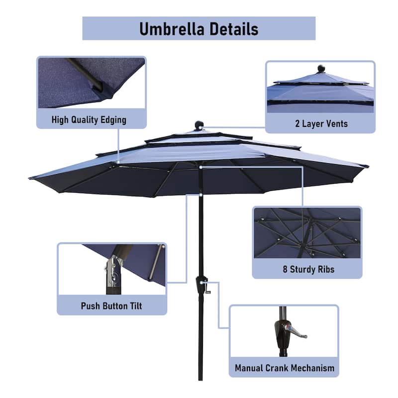 10ft Patio Market Umbrella with Double Airvent
