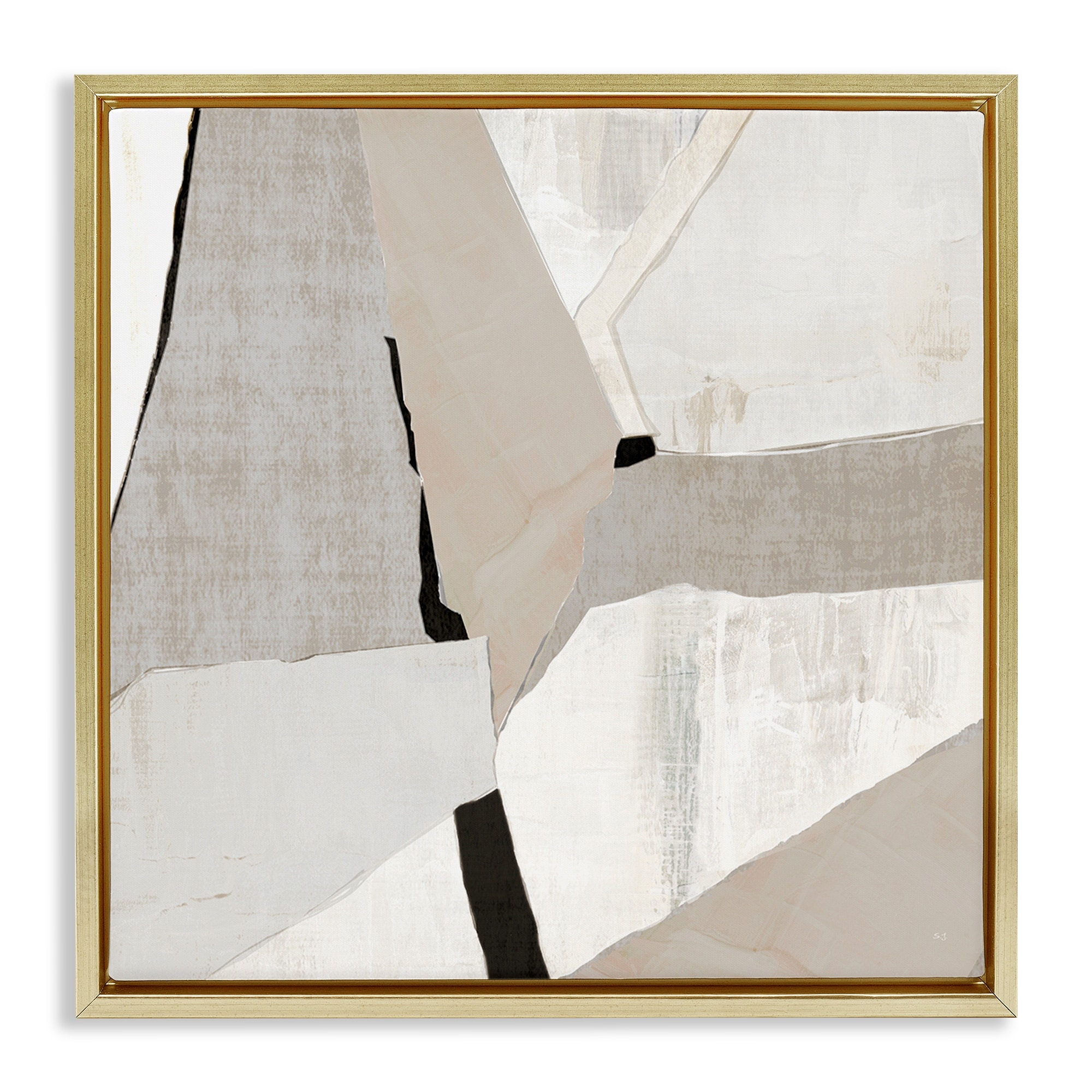 Stupell Rugged Shapes in Beige Framed Floater Canvas Wall Art Design By Susan Jill