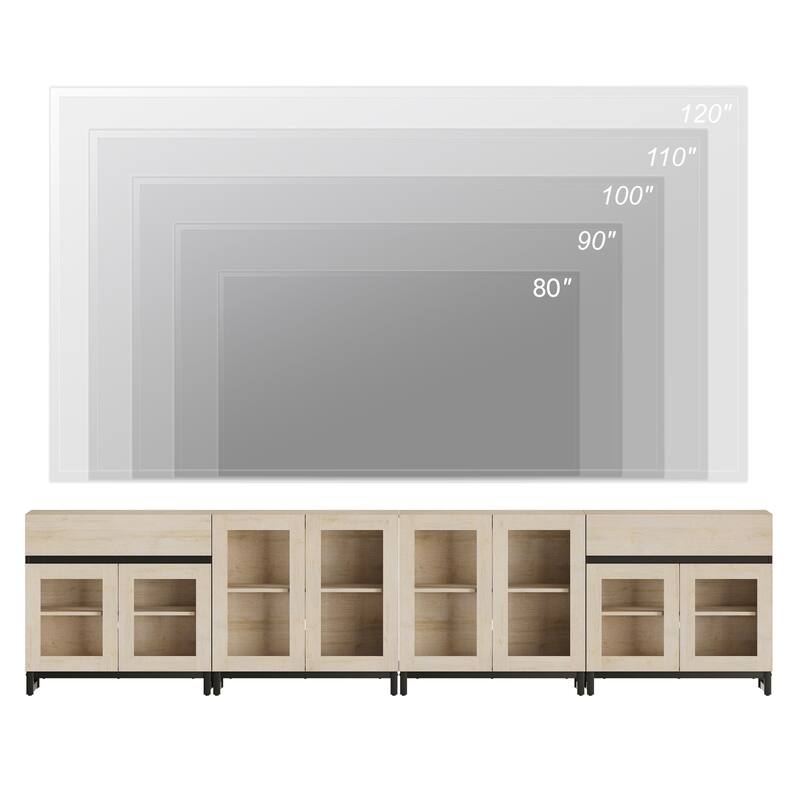 4-in-1 Modern Dresser with 2 Drawers & Glass Doors, Adjustable Shelf for Bedroom Closet Organization