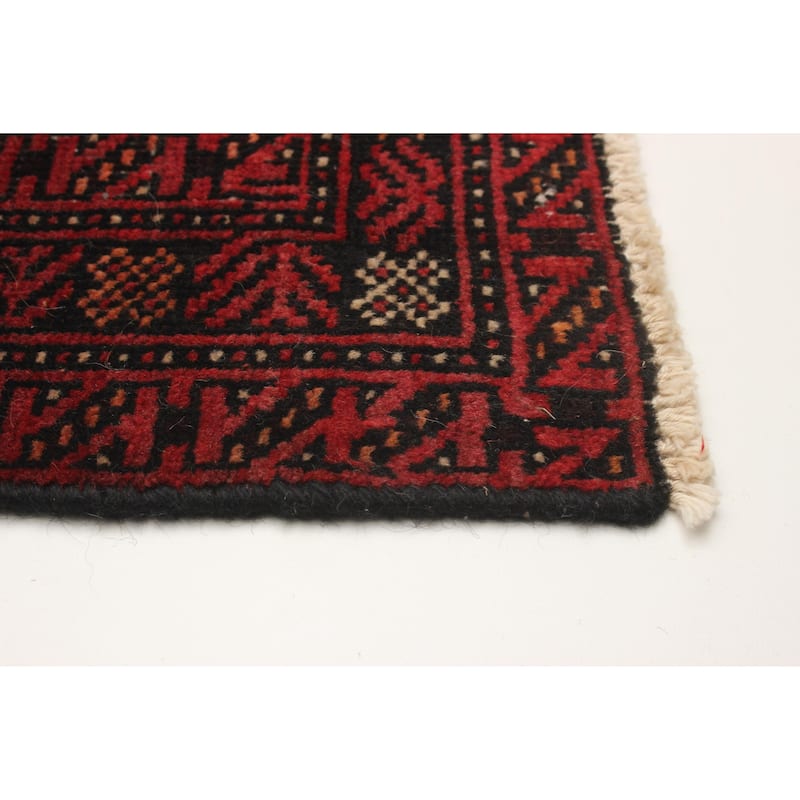 ECARPETGALLERY Hand-knotted Baluch Black Wool Rug - 3'10 x 8'1