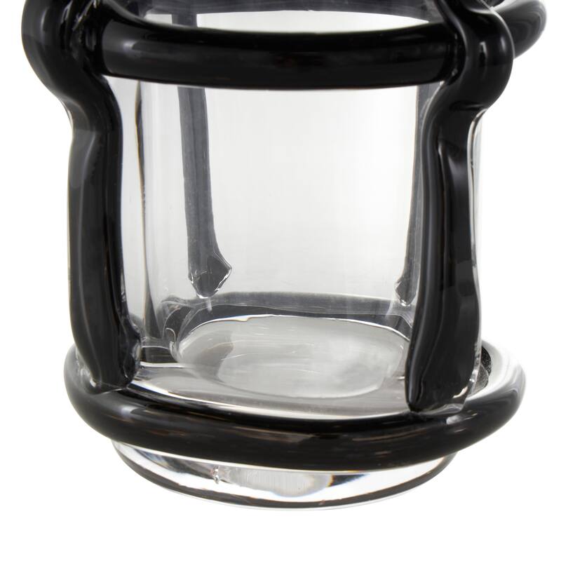 Black or Blue Recycled Glass Handmade Tall Vase with Black or Blue Glass Framing