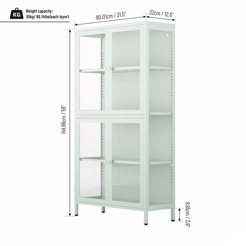 Four Glass Door Storage Cabinet