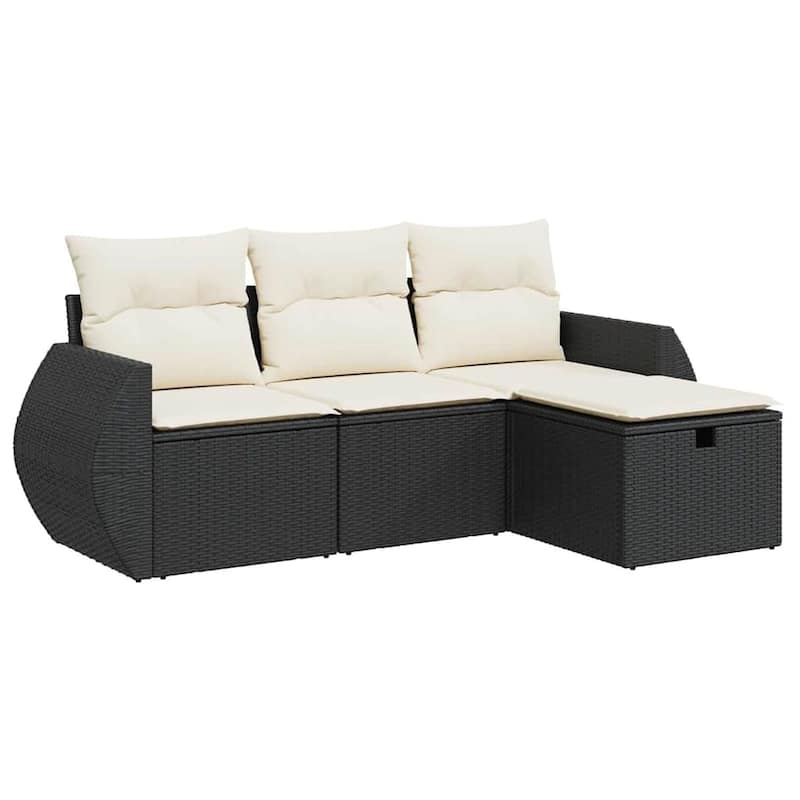 vidaXL Patio Sofa Set with Cushions Outdoor Furniture 4 Piece Poly Rattan