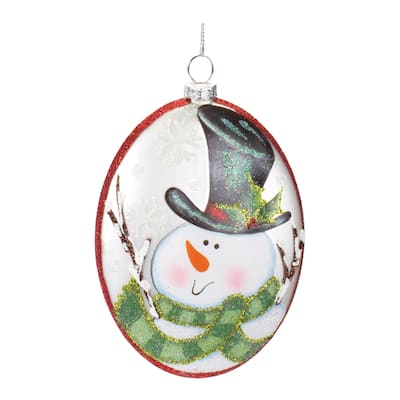 Glittered Snowman Christmas Disc Ornaments - 5" - Multi-Color - 12ct