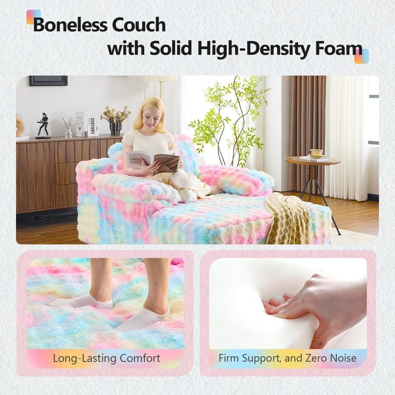 Upholstered Velvet Boneless Couch Sleeper Sofa Bed