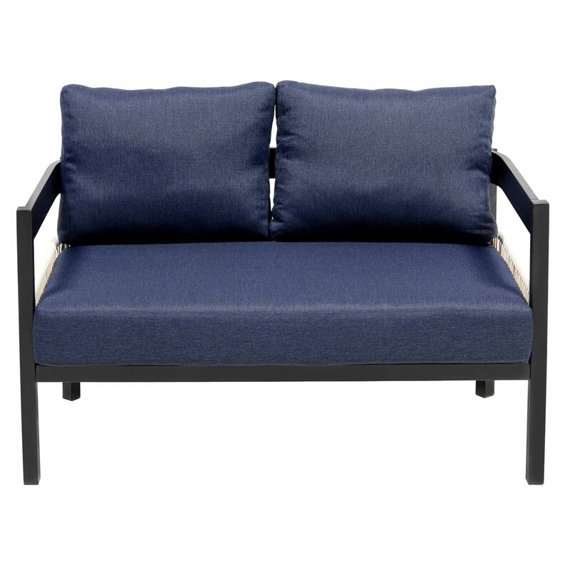 4 Pcs Outdoor Furniture Set, All-Weather Patio Conversation Set with Resistant Cushions, Sofa Chair and Coffee Table