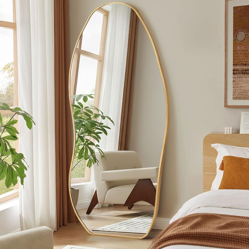 Metal Irregular Full Length Floor Mirror Freestanding Mirror Wall Mounted