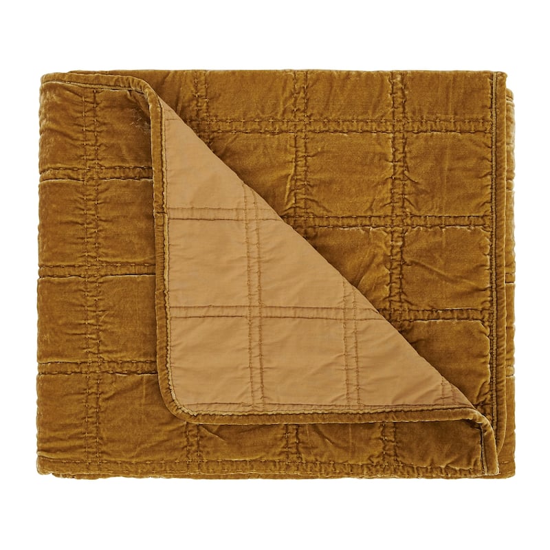 HiEnd Accents Stella Faux Silk Velvet Romantic Western Double Box Stitch Throw Blanket, 50"x60"