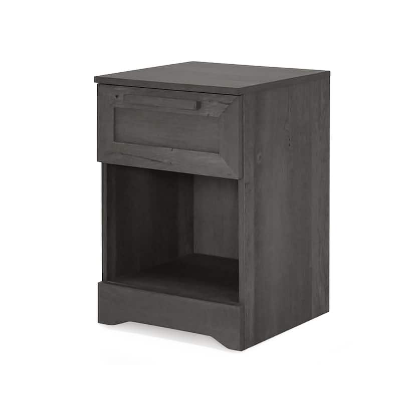 Nightstand with Single Drawer and Handles, Decorative Table with Bottom Shelf, Bedroom Coffee Table with Wooden Tabletop