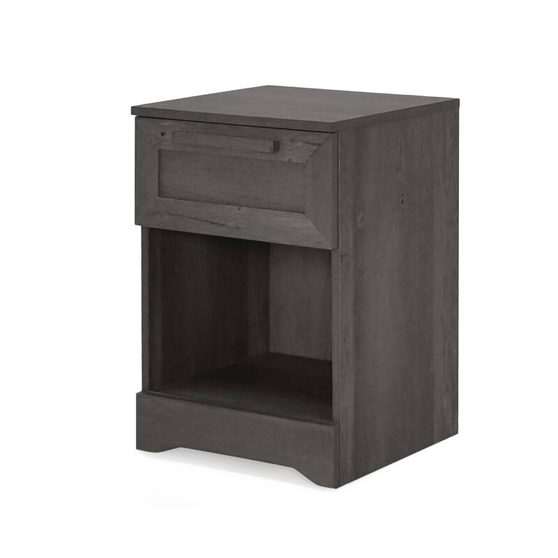 Rustic Faux Wood Nightstand with Drawer and Shelf, 1-Drawer Storage Table for Bedroom and Living Room