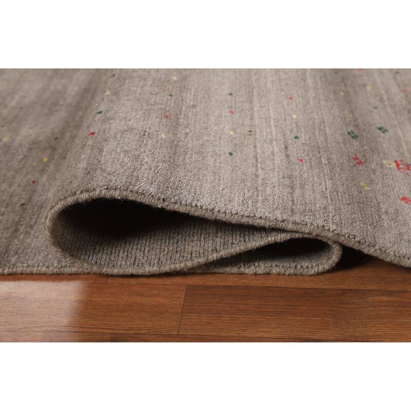 Brown Tribal Gabbeh Oriental Area Rug Hand-Knotted Wool Carpet - 7'10" x 9'7"
