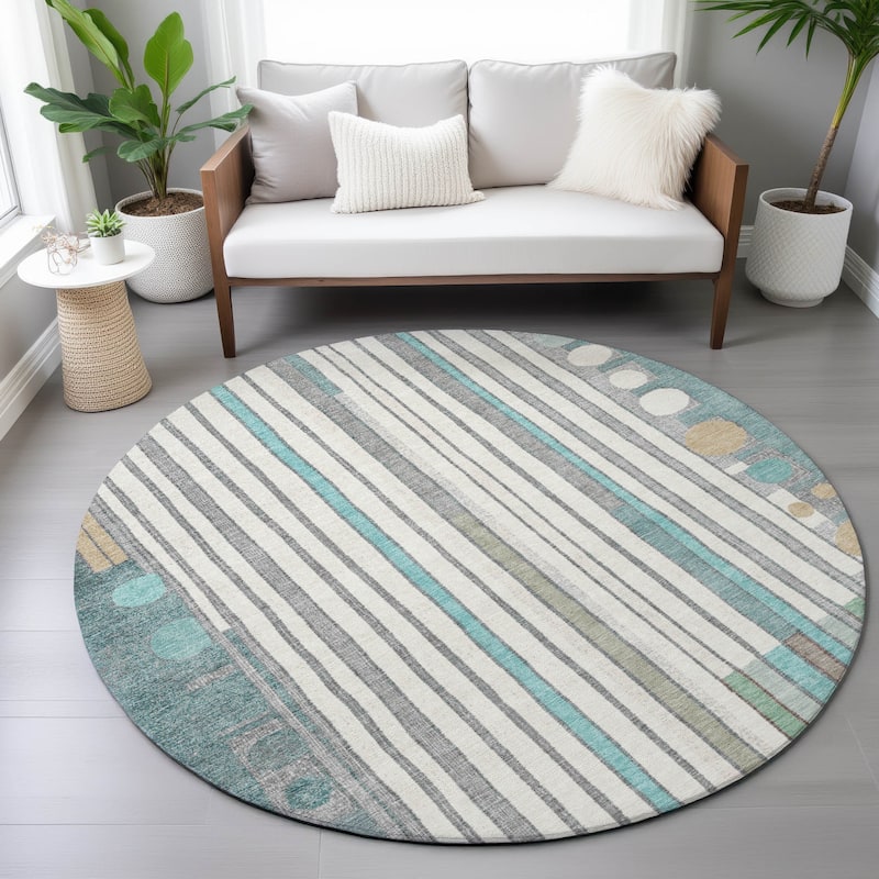 Machine Washable Indoor/Outdoor Casual Contemporary Chantille Rug