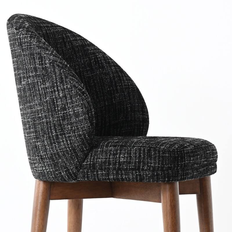 Upholstered Barrel Dining Chair With Walnut Legs (Set of 2)