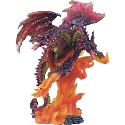 Q-Max 4"H Three-Headed Volcano Dragon Statue Fantasy Decoration Figurine