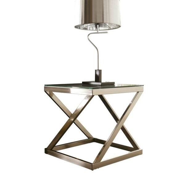 Shop Modern Glass Top Metal Frame End Table Nightstand On Sale Overstock 29083719