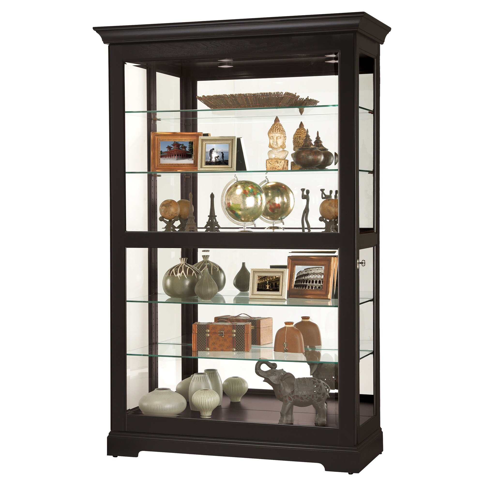 Howard Miller Contemporary/Modern Black Satin Wood Curio Cabinet